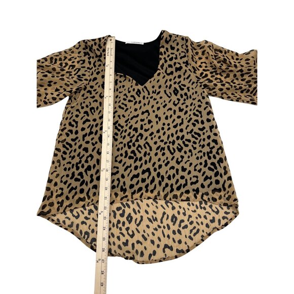 Caramela Leopard Print V-Neck Sheer High-Low Blouse Women's size Medium - Picture 5 of 8